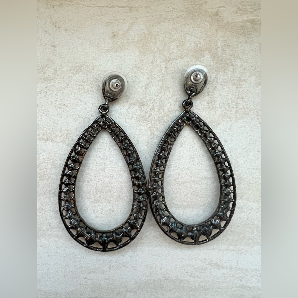 Teardrop Rhinestone Earrings - Picture 2 of 5